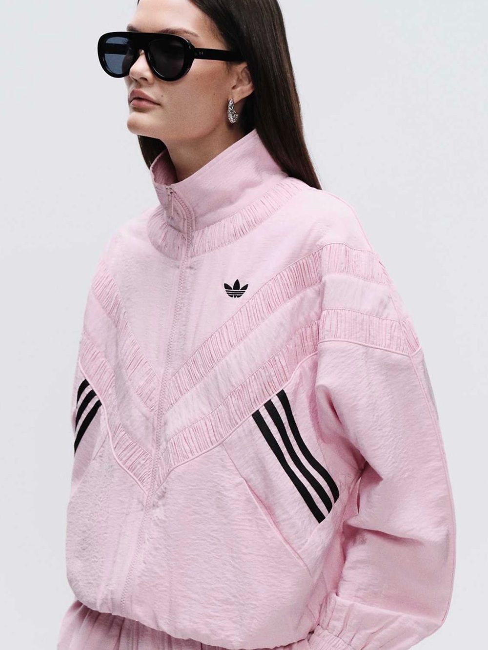 Asos x adidas Originals Pale Pink Bomber Jacket with Black Stripes